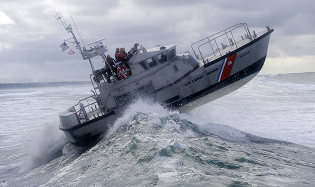 Coast Guard Boat about to capsize