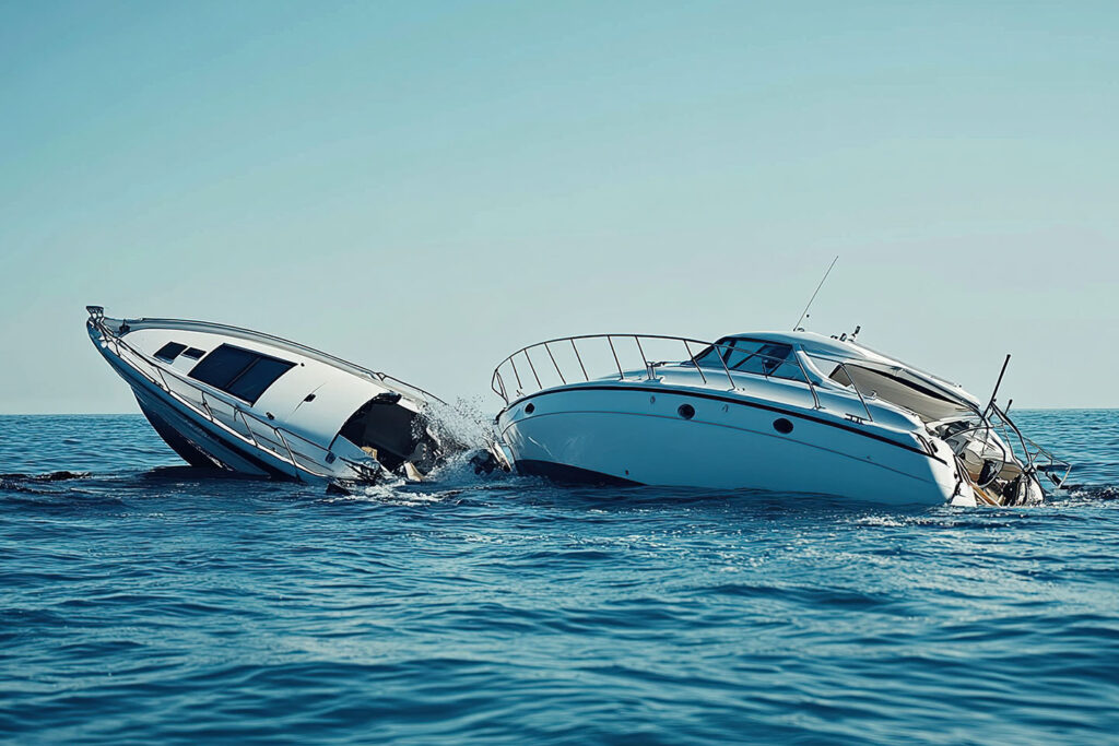 Two marine vessels attempt to occupy the same space at the same time.