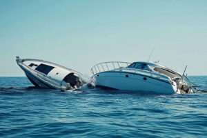 Two marine vessels attempt to occupy the same space at the same time.